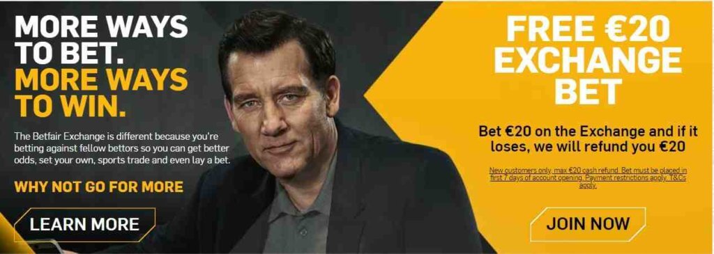 Betfair Promo Code Bonus Offer Betfair Promo Code Bonus Offer - Free €20 exchange bet - Bet €20 on the Exchange and if it loses, we will refund you €20 - Clicking on this image will take you to betfair's website - Terms and conditions apply - Read more below