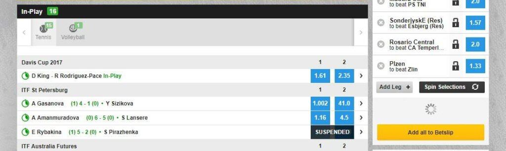 Betfair In Play Gaming