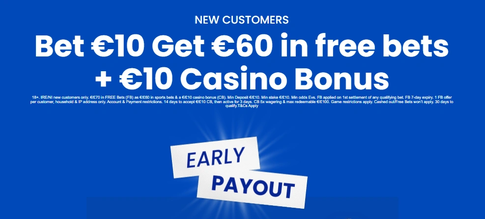 Welcome Offer boylesports bet10, get60 + 10casino, early payout