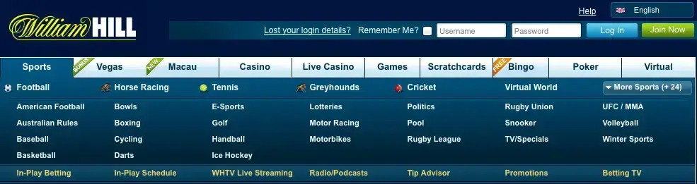 William Hill Home page